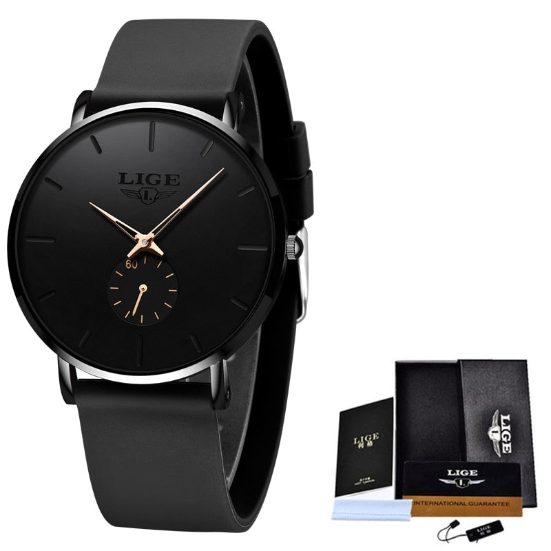 LIGE New Fashion Mens Watches Top Brand Luxury Sport Waterproof Simple Ultra-Th image 1