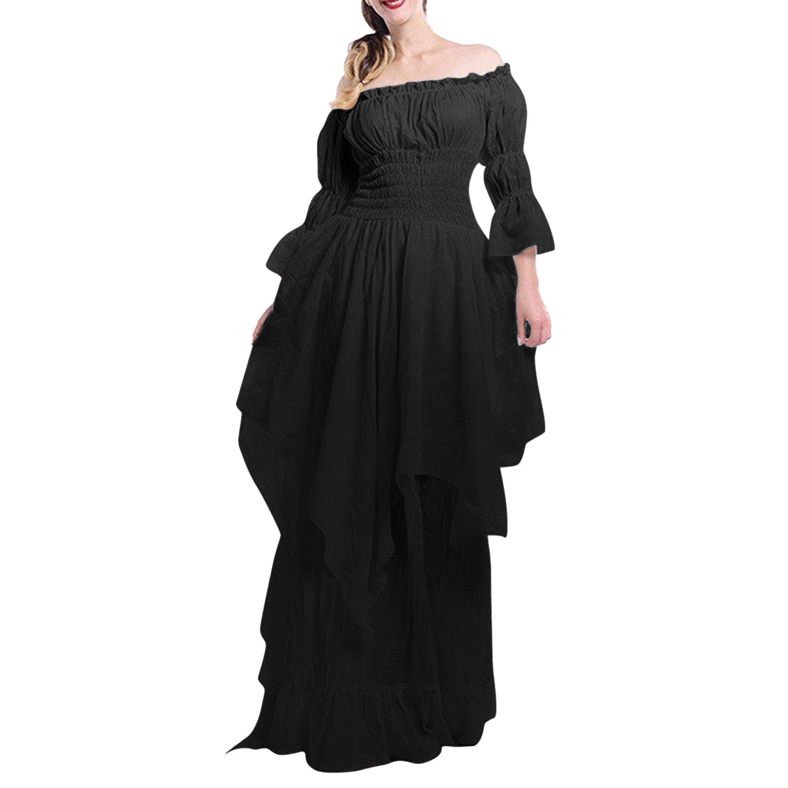 Women's Gorgeous Maxi Dress Black Red White Gothic Steampunk Sexy Off Shoulder  image 1
