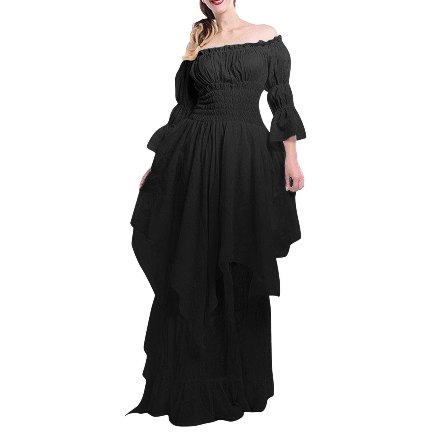 Women's  Maxi Dress Black Red White Gothic Steampunk Sexy Off Shoulder  image 1