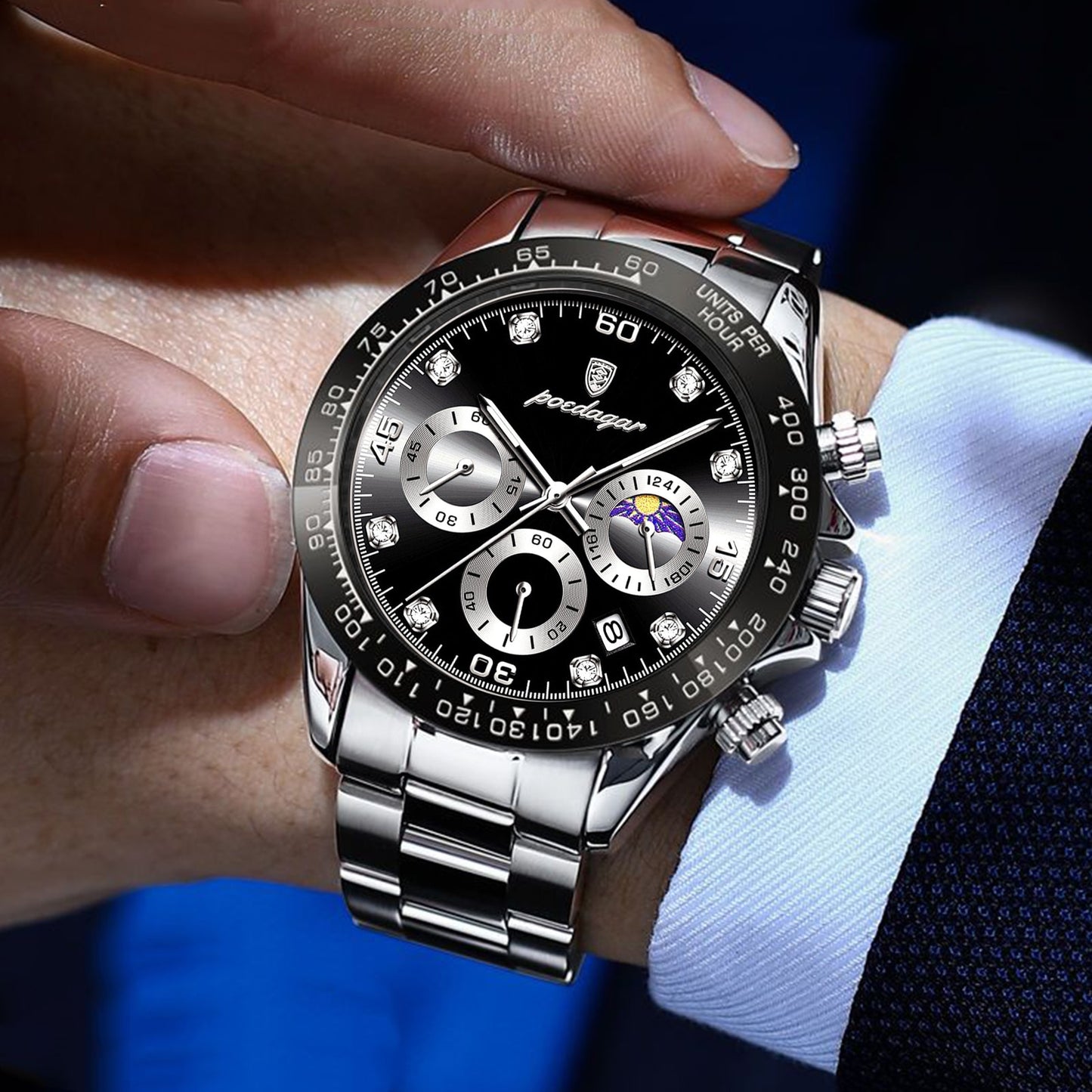 POEDAGAR Luxury Man Wristwatch Sports Chronograph Luminous Waterproof Date Men  image 10