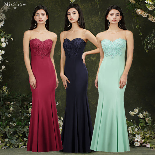 MisShow Bridesmaid Dresses Satin Summer  Floor Length Mermaid For WoMen's