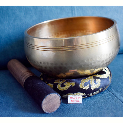 Nepal Handmade Tibetan Bowl with Cushion and Wood Stick Yoga Chanting Sound Hea image 7
