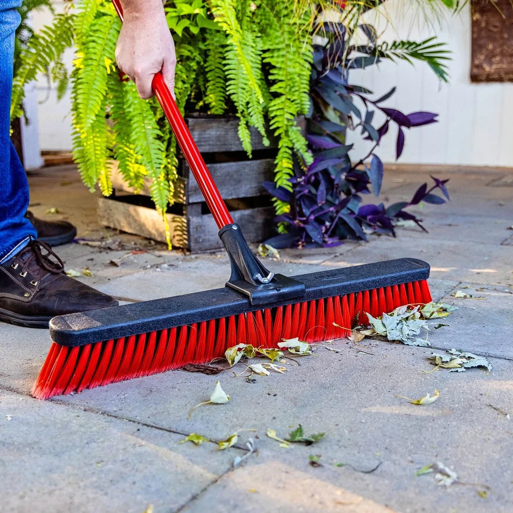 Durable 24 " Multi-Surface Push Broom with Heavy Duty Steel Handle Cleaning  image 5