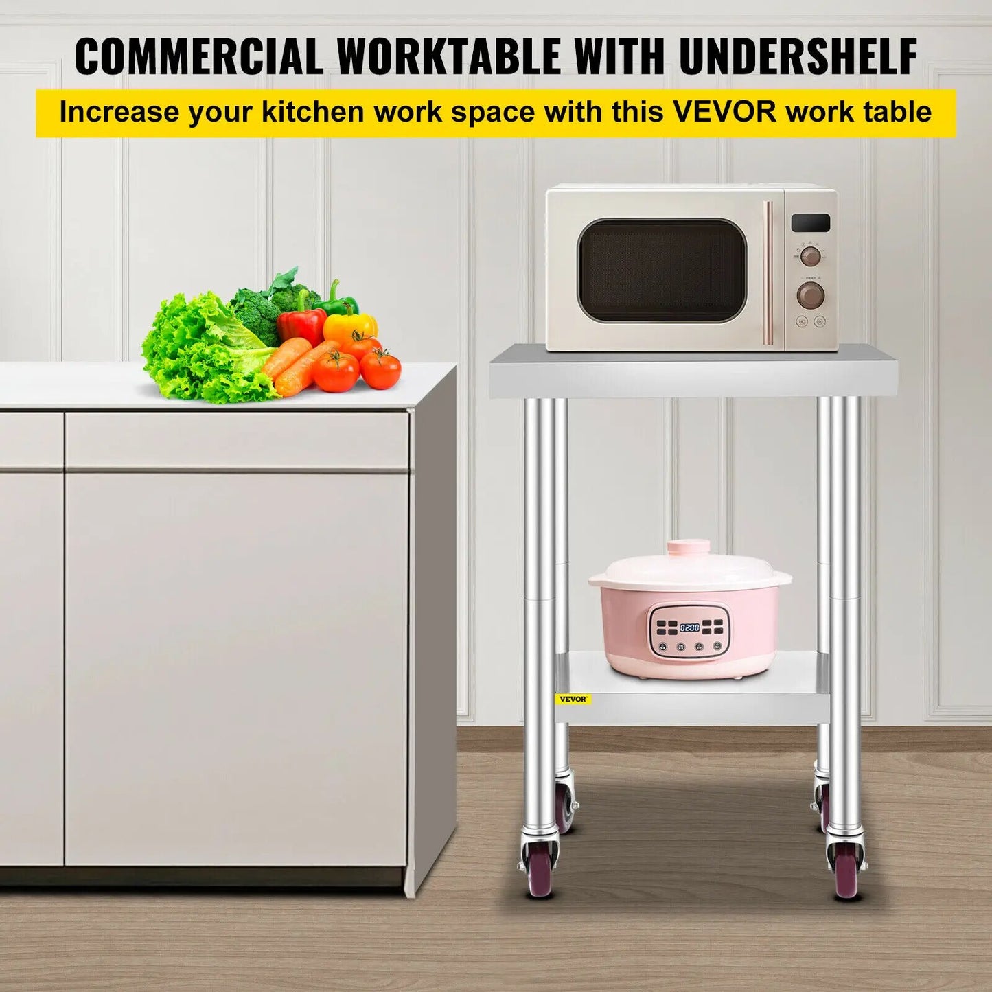 VEVOR Stainless Steel Kitchen Worktable shelves Commercial Work Bench Table wit image 11