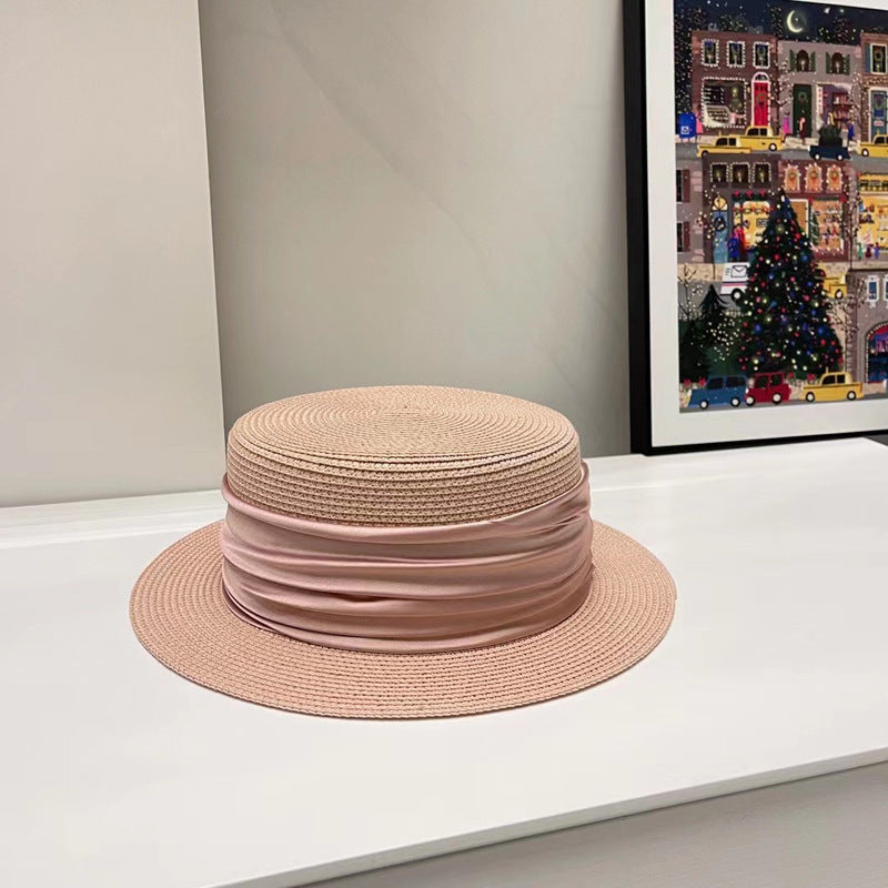 5cm brim summer straw hat for Women with sun shading and sun protection flat to image 26