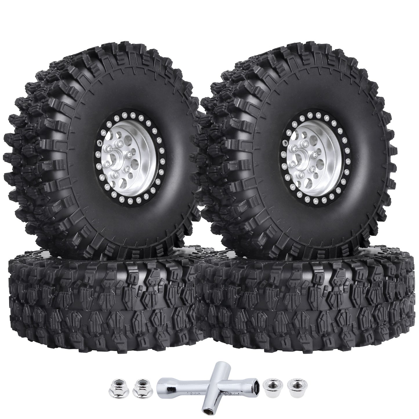 4pcs Hobbypark 1.9 Inch Beadlock Wheels and Tires Set for 1/10 Scale RC Crawler image 1