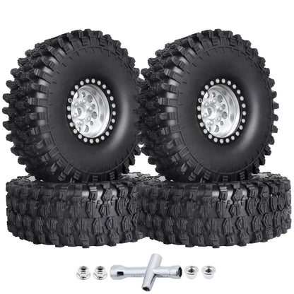 4pcs Hobbypark 1.9 Inch Beadlock Wheels and Tires Set for 1/10 Scale RC Crawler image 1