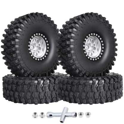 4pcs Hobbypark 1.9 " Beadlock Wheels and Tires Set for 1/10 Scale RC Crawler image 1