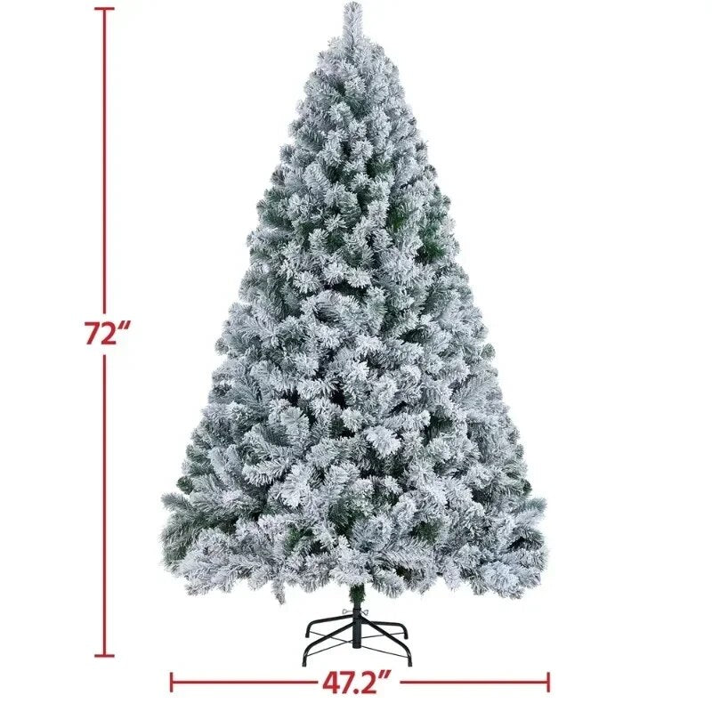 Easyfashion 6 Ft Frosted Artificial Christmas Tree with Stand, Green image 0