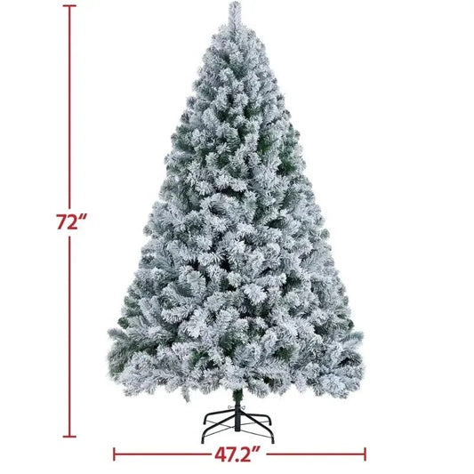 Easyfashion 6 Ft Frosted Artificial Christmas Tree with Stand, Green image 0