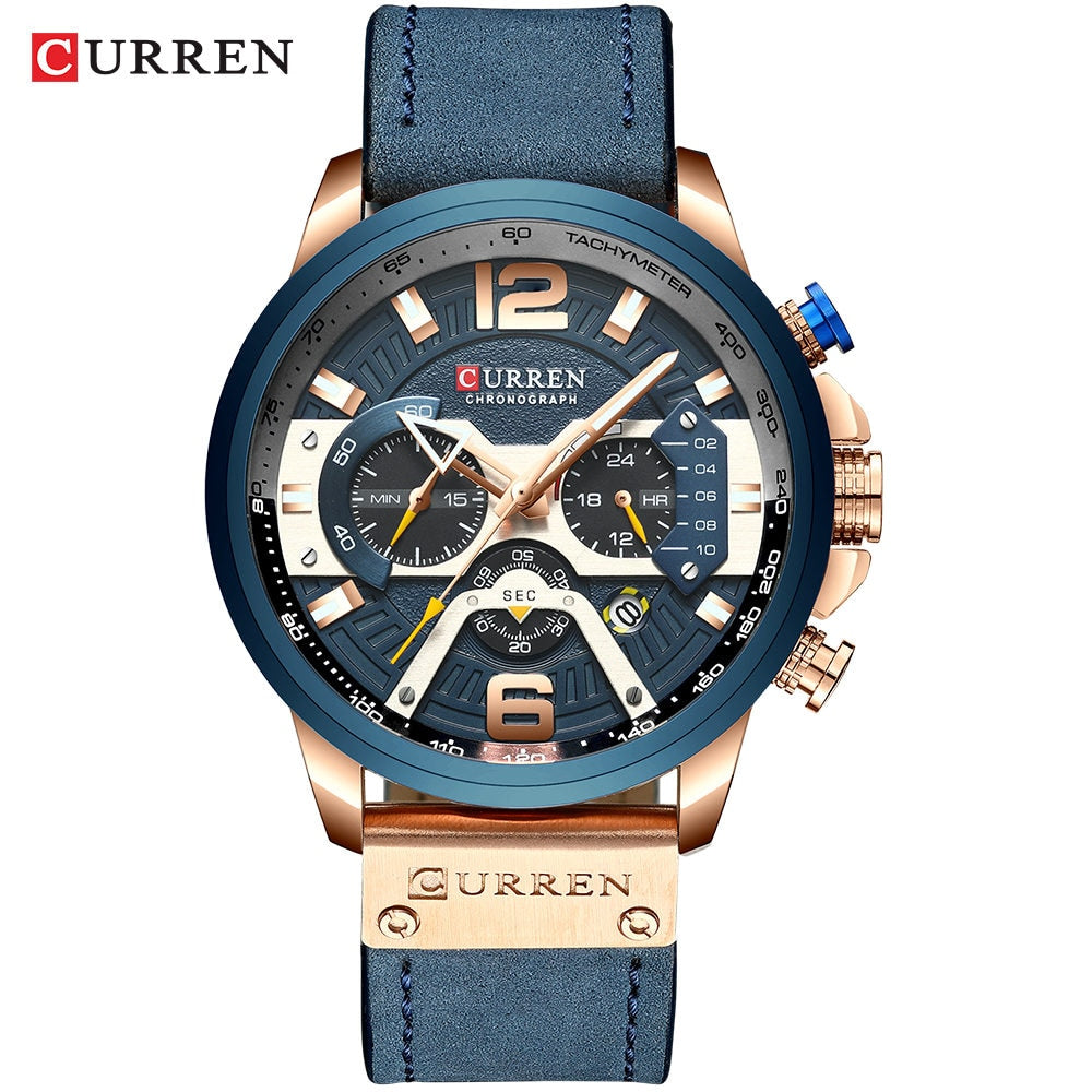 CURREN Casual Sport Watches for Men Top Brand Luxury Military Leather Wrist Wat image 6