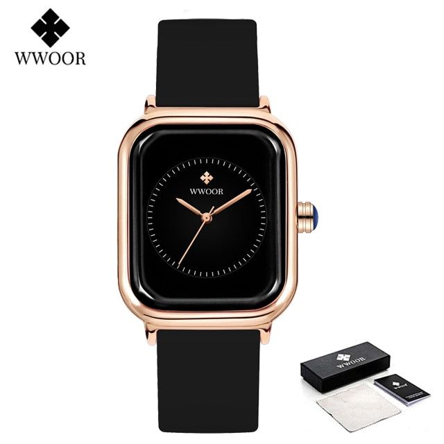 WWOOR Luxury Brand Watches For Women Fashion Square Purple Ladies Quartz Wristw image 3