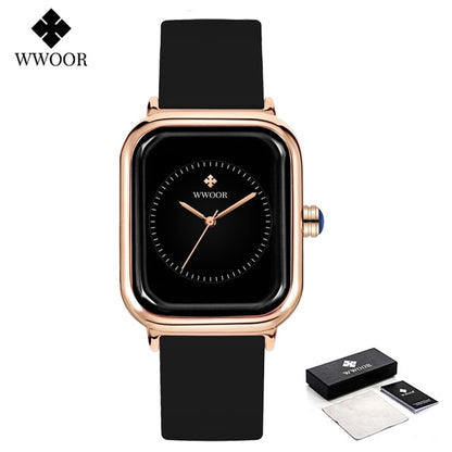 WWOOR Luxury Brand Watches For Women Fashion Square Purple Ladies Quartz Wristw image 3