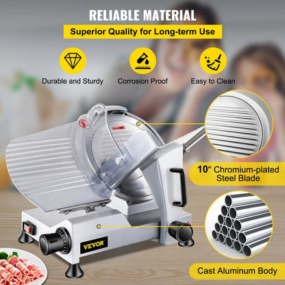 VEVOR 10 " Blade Electric Food Slicer Cutter Grinder Meat Slicer Machine for image 3