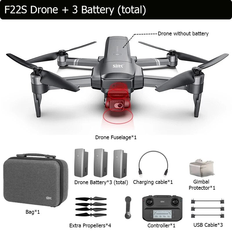 SJRC F22S 4K PRO GPS Drone With Camera Obstacle Avoidance 2-Axis Brushless RC Q image 3