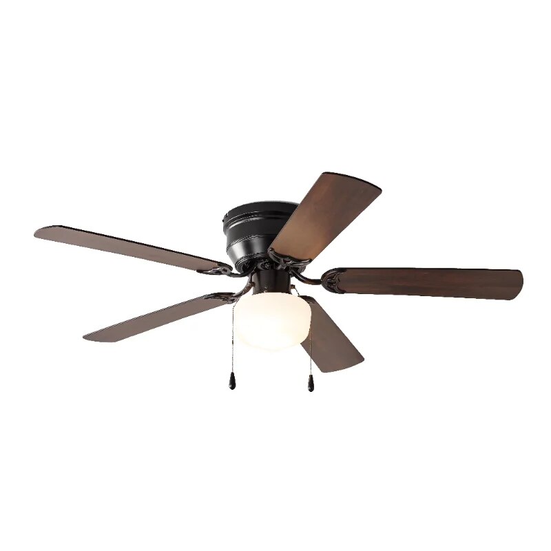 Mainstays 52 inch Hugger Indoor Ceiling Fan with Light Kit, Black, 5 Blades,, R image 5
