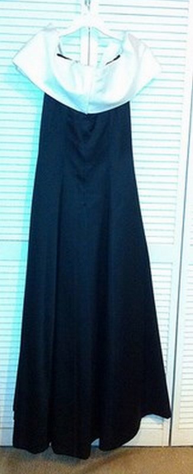 Victor Costa Women Dress Velvet Black Satin White Sleeveless Full-Leng