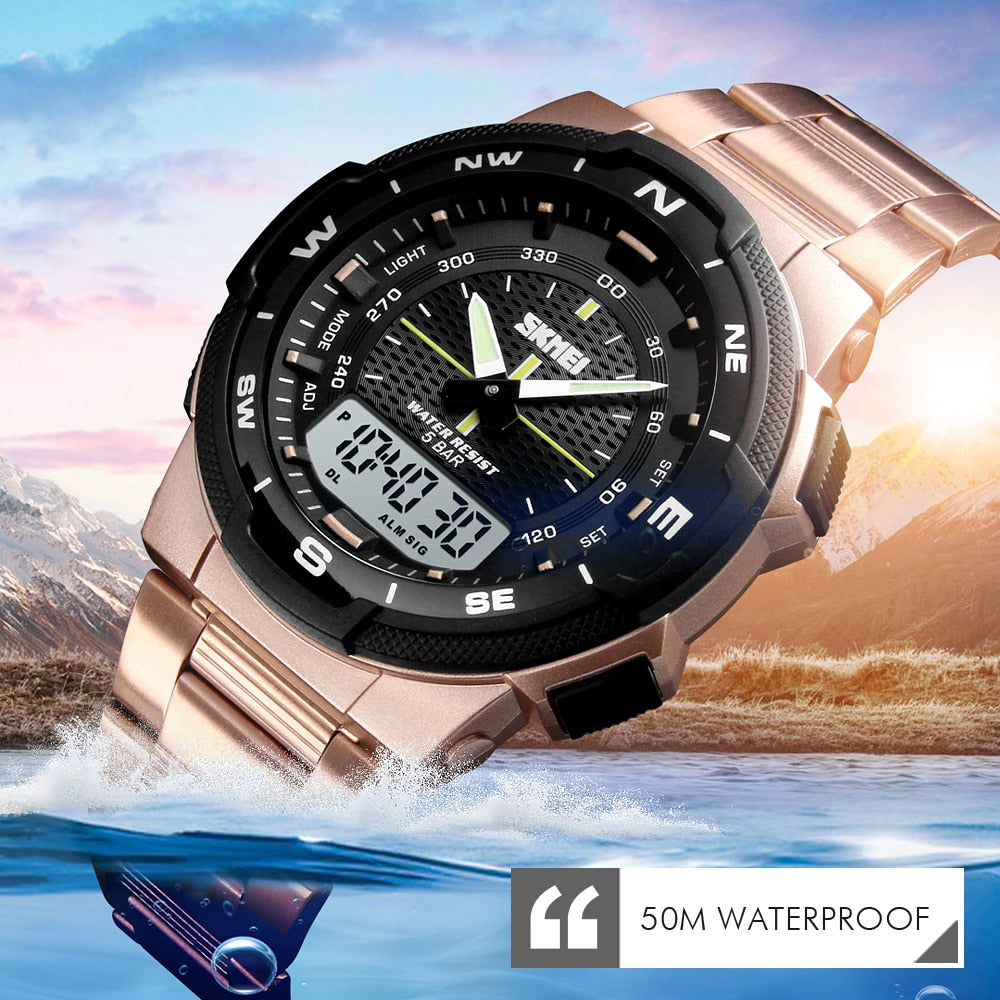 SKMEI Watch Men's Watch Fashion Sport Watches Stainless Steel Strap Mens Watche image 10