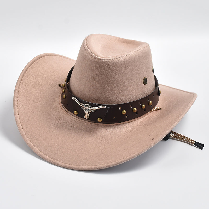 New Artificial Suede Western Cowboy Hats Vintage Big-edge Gentleman Cowgirl Jaz image 3