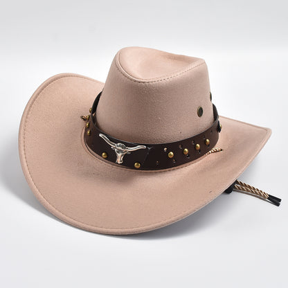 New Artificial Suede Western Cowboy Hats Vintage Big-edge Gentleman Cowgirl Jaz image 3