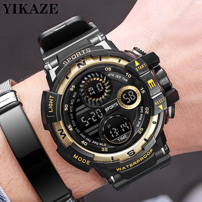 YIKAZE Black Digital Watch for Men Sports Watches Waterproof Outdoor Chronograp image 1