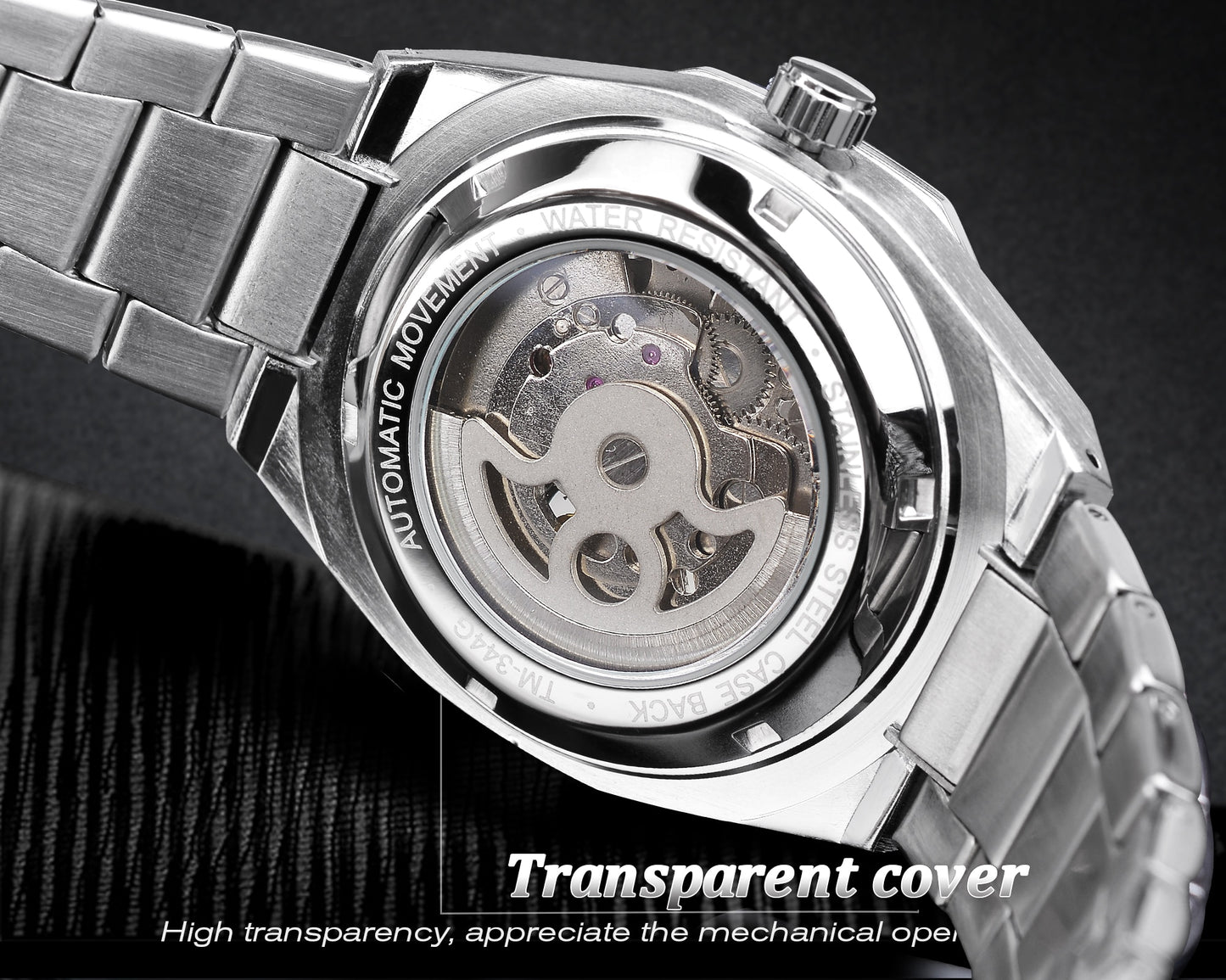 Forsining Casual Automatic Watch 3D Diamond Skeleton Hollow Mens Wristwatches L image 6