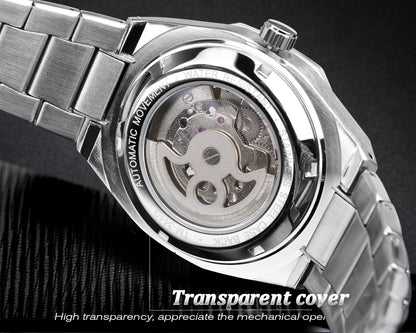 Forsining Casual Automatic Watch 3D Diamond Skeleton Hollow Mens Wristwatches L image 6