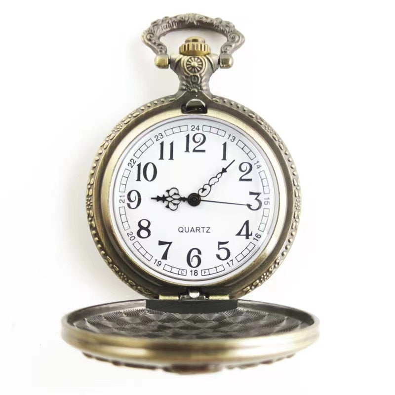 Vintage bronze late sleeping man necklace Quartz pocket watch clock chain Men w image 6