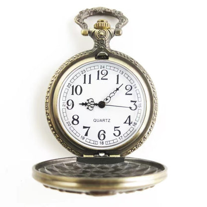Vintage bronze late sleeping man necklace Quartz pocket watch clock chain Men w image 6