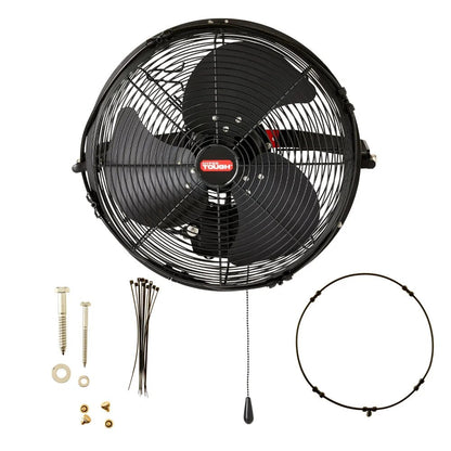 14 " Outdoor Wall Fan With Misting Kit, 3 Blades, Black image 5