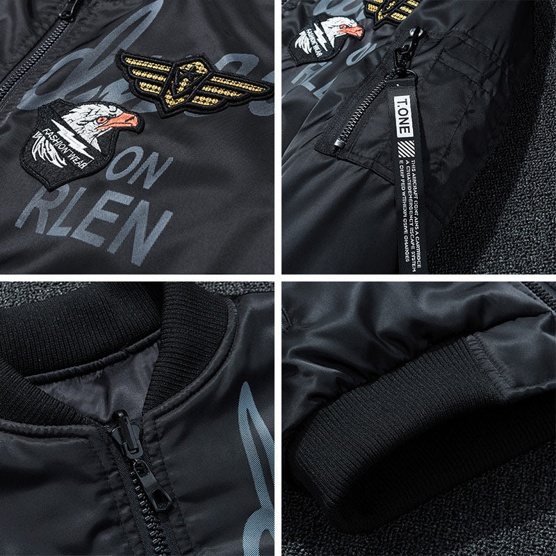 Winter Bomber Jacket Men Military Pilot Jacket Badge Fashion Double Side Wear M image 15
