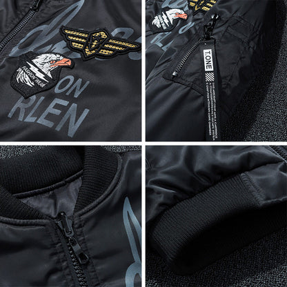 Winter Bomber Jacket Men Military Pilot Jacket Badge Fashion Double Side Wear M image 15
