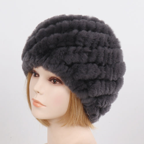 Lady Winter 100% Natural Real Rex Rabbit Fur Hat Women Soft Rex Rabbit Fur Cap  image 12
