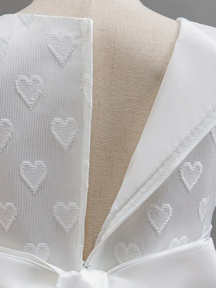 Girls Party Dresses Summer  Bow Princess Dress Kids Baptism Lace