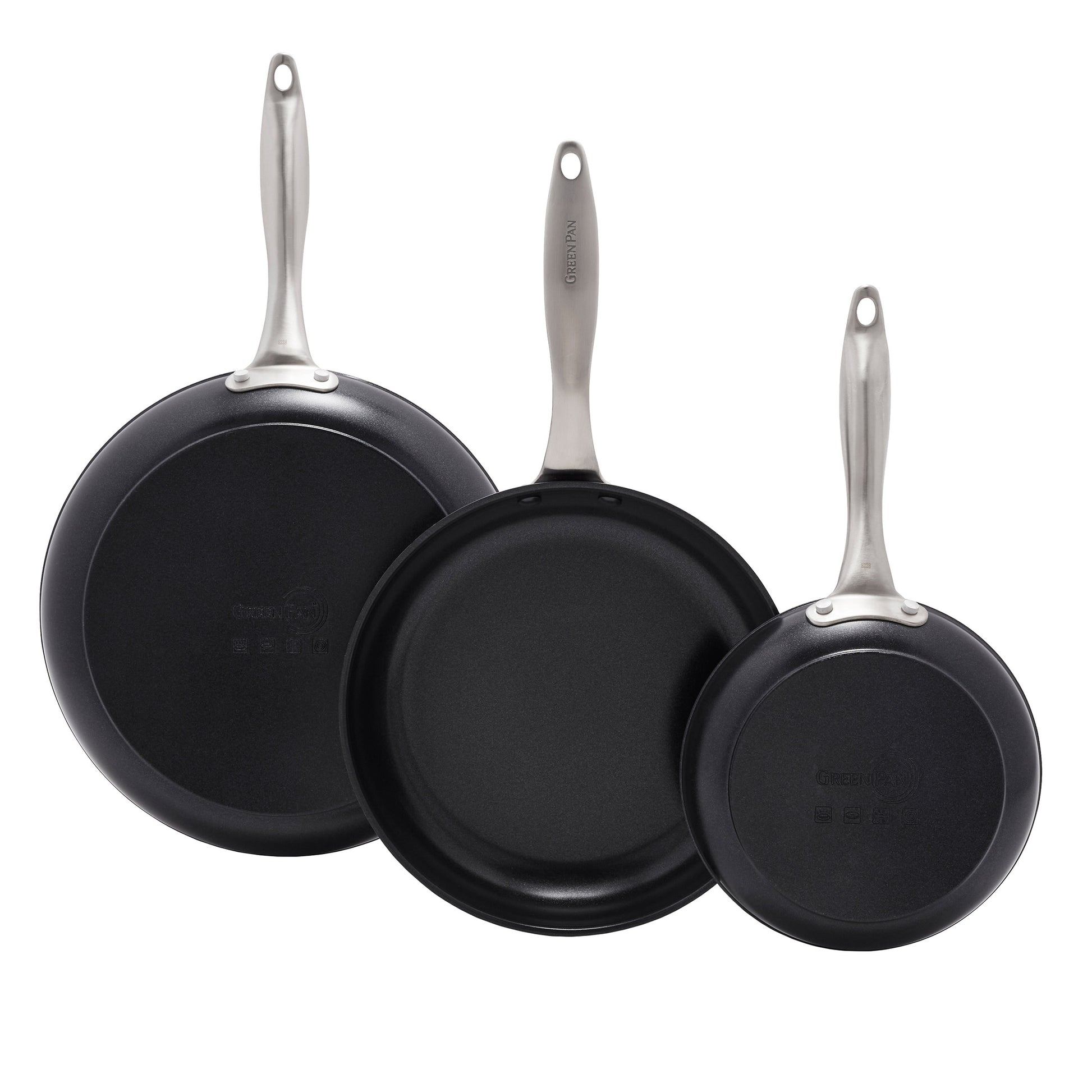 GreenPan Black Pro Ceramic Nonstick 3-piece Frypan Set image 1