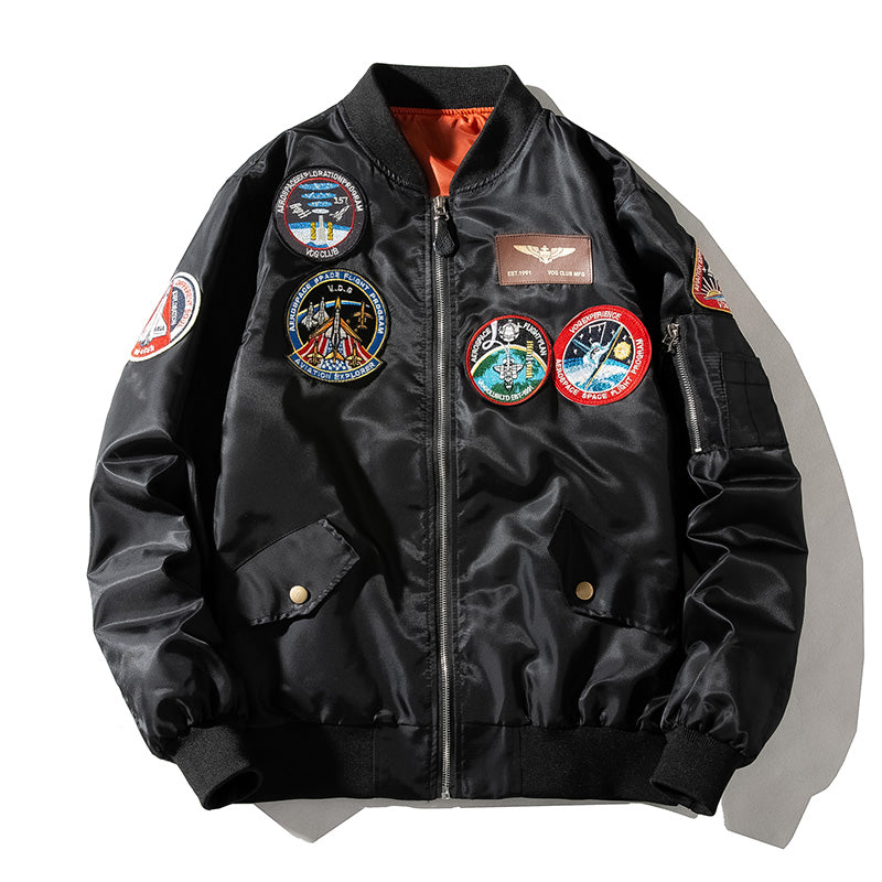 Fashion Men Bomber Jacket Pilot Jackets Military Badge Embroidery Baseball Coat