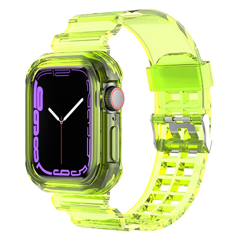 Clear Band + Case for Apple Watch 8 7 6 SE 5 3 2 Soft Transparent silicone Stra image 6