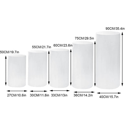 White Gold New Round Cylinder Pedestal Display Art Decor Plinths Pillars for DI image 2