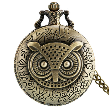 Vintage bronze late sleeping man necklace Quartz pocket watch clock chain Men w image 2