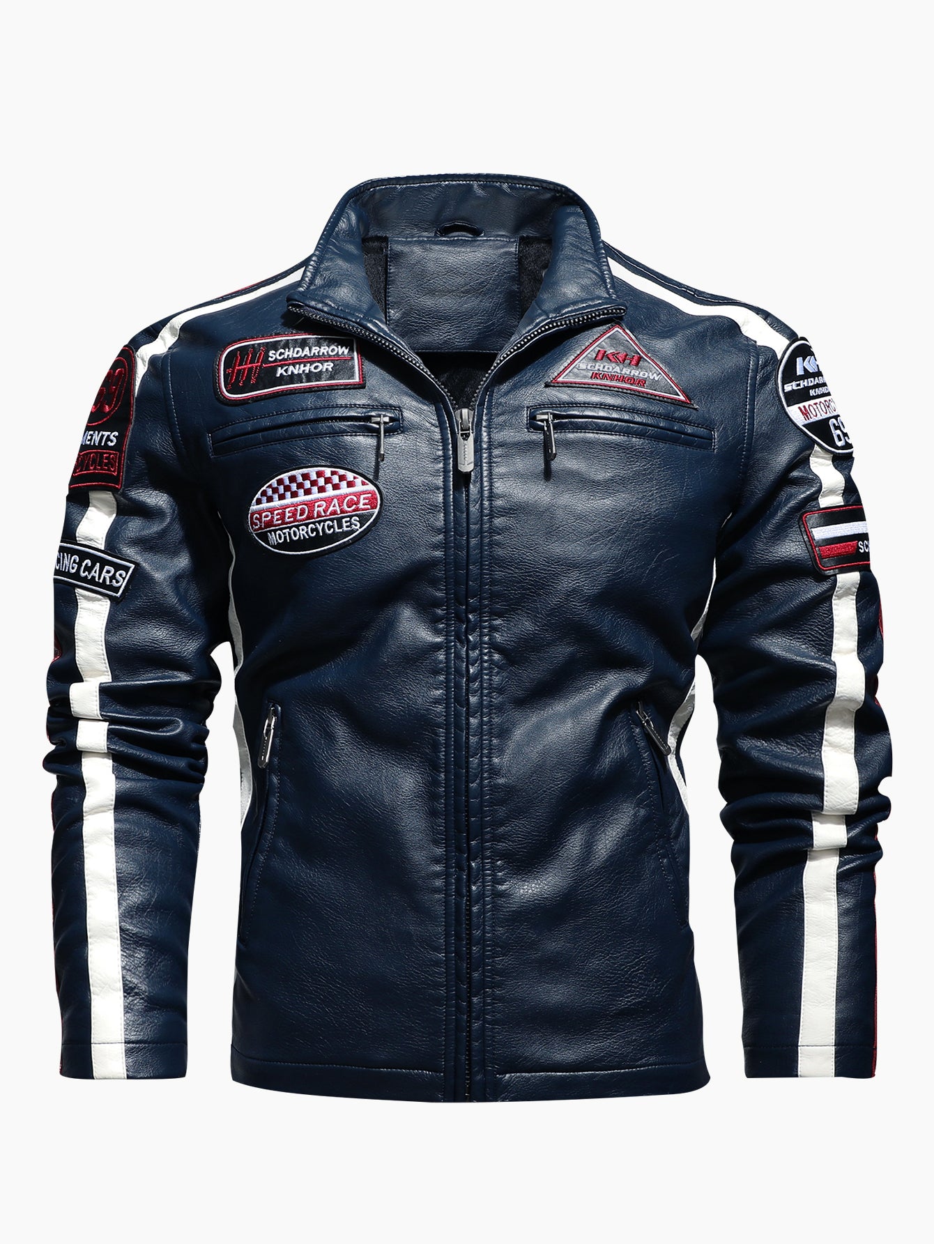 Men motorcycle racing suit PU leather label color jacket