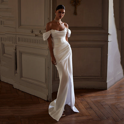 Eightree White Mermaid Wedding Dresses Off The Shoulder Lace Bridal Dress Elega image 1