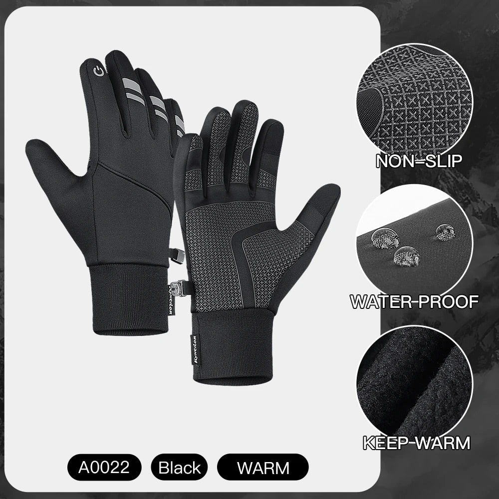 Winter Outdoor Cycling Gloves Thicken Warm Windproof Breathable Touch Screen Si image 2