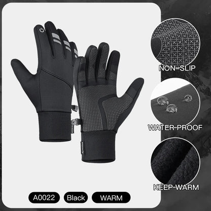 Winter Outdoor Cycling Gloves Thicken Warm Windproof Breathable Touch Screen Si image 2
