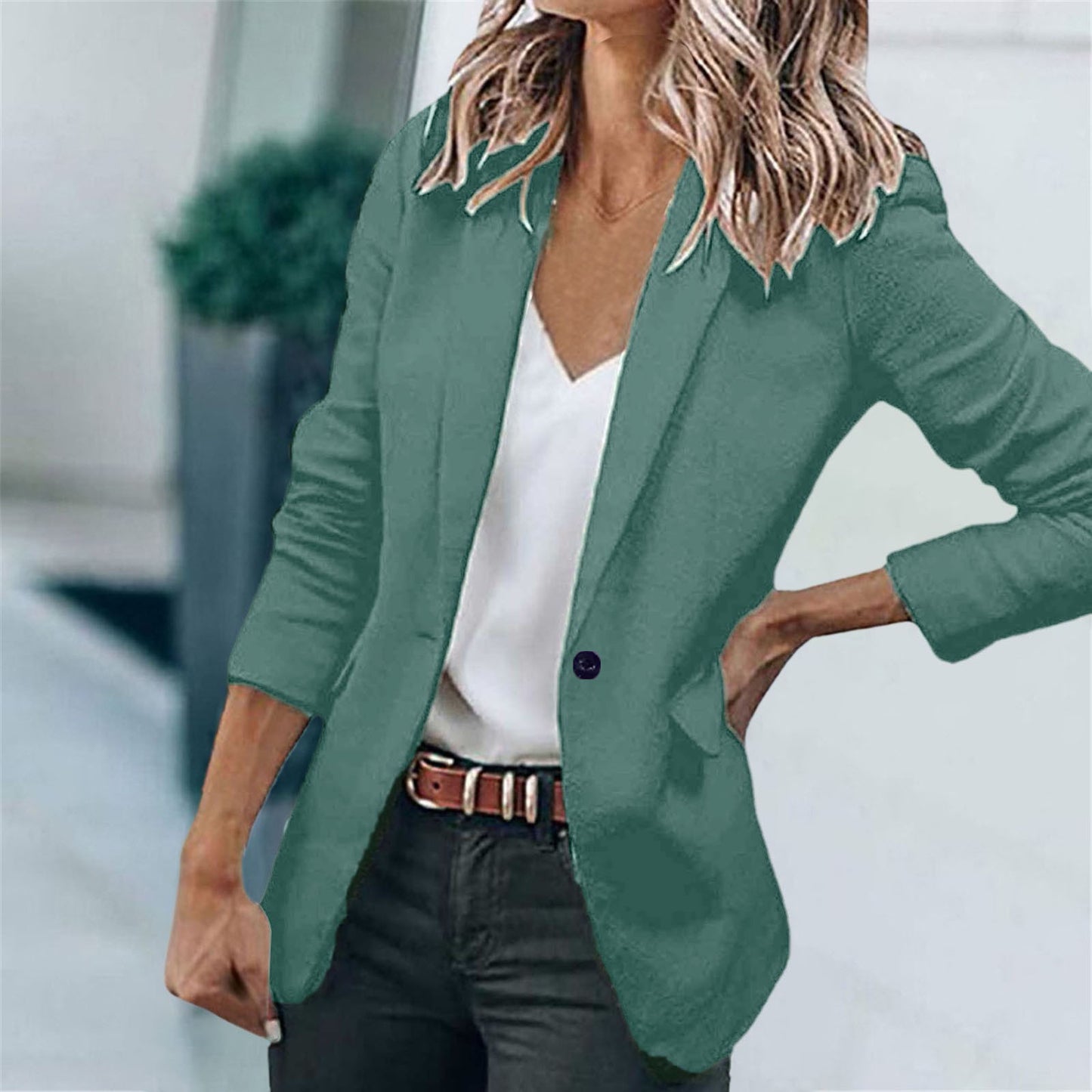 Fashion Simple Slim Blazers for Women Classic Notch Lapel Work Business Suit Ja image 1
