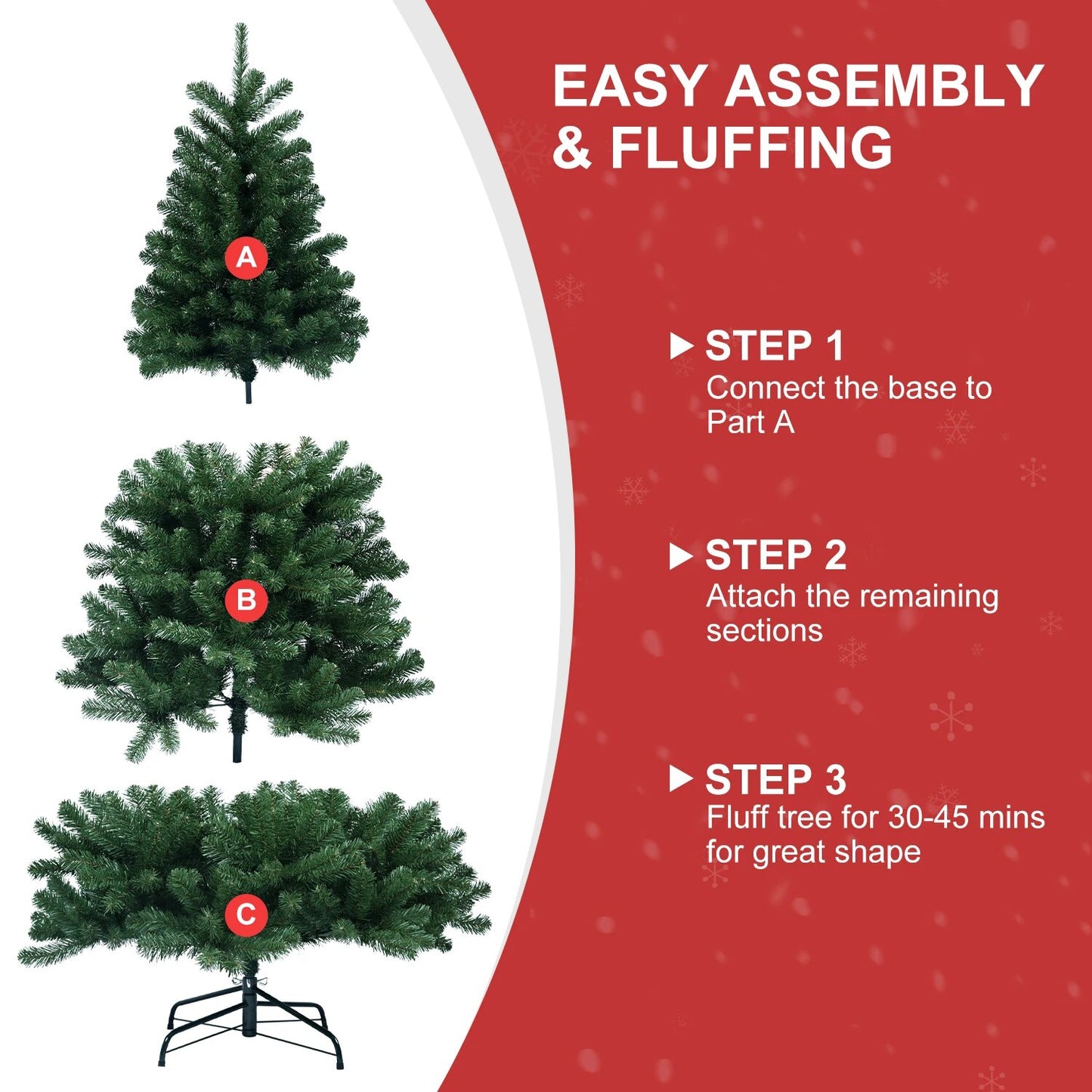 4/5/6/7/7.5/8/9FT Flocked Christmas Tree Easy Assembly Artificial Holiday Xmas image 8