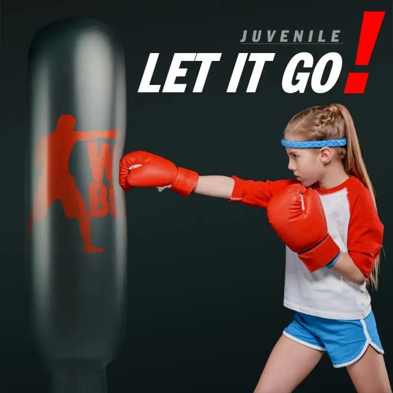 160cm Boxing Punching Bag Inflatable Free-Stand Tumbler Muay Thai Training Pres image 1