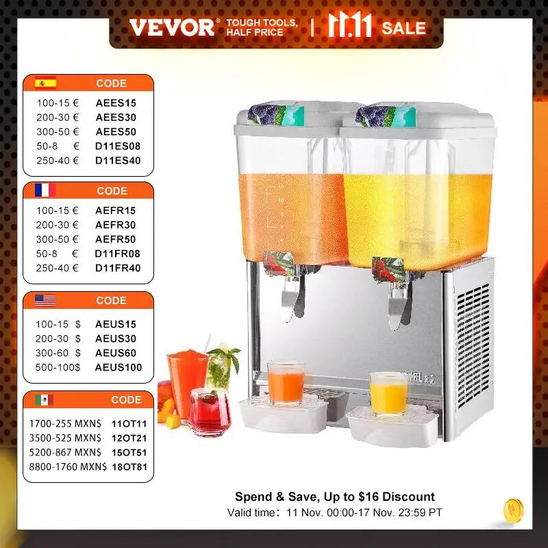 VEVOR 18L 36L 54L Cold Beverage Dispenser Electric Drink Granite Machine Food-G image 1