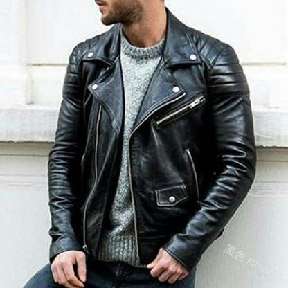 Spring Autumn New Fashion Men Casual Trendy Loose Leather Jacket Coat America image 1