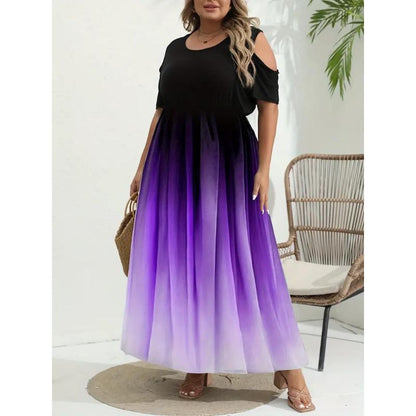 Women's Fashion Summer Casual Off Shoulder Short Sleeve Dress Women's Fashion E