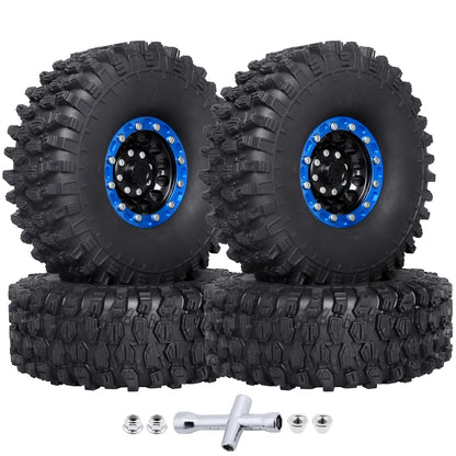 4pcs Hobbypark 1.9 " Beadlock Wheels and Tires Set for 1/10 Scale RC Crawler image 2